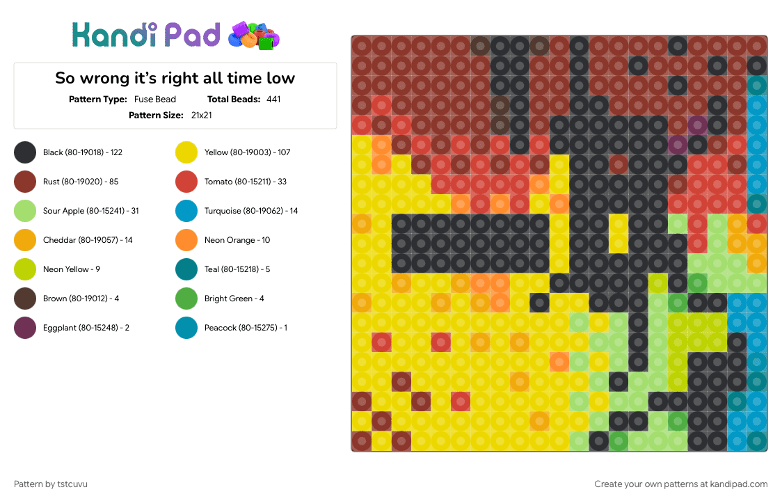 So wrong it’s right all time low - Fuse Bead Pattern by tstcuvu on Kandi Pad - 