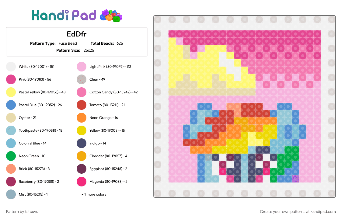 EdDfr - Fuse Bead Pattern by tstcuvu on Kandi Pad - beige, light blue, pink, yellow