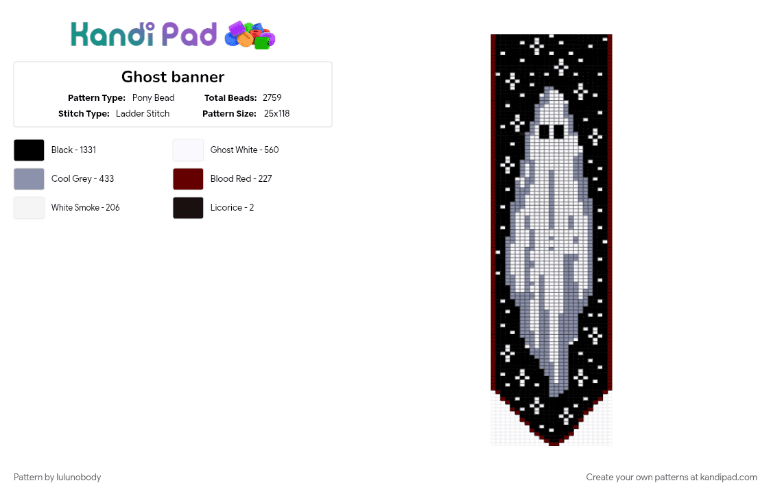Ghost banner - Pony Bead Pattern by lulunobody on Kandi Pad - brown, gray