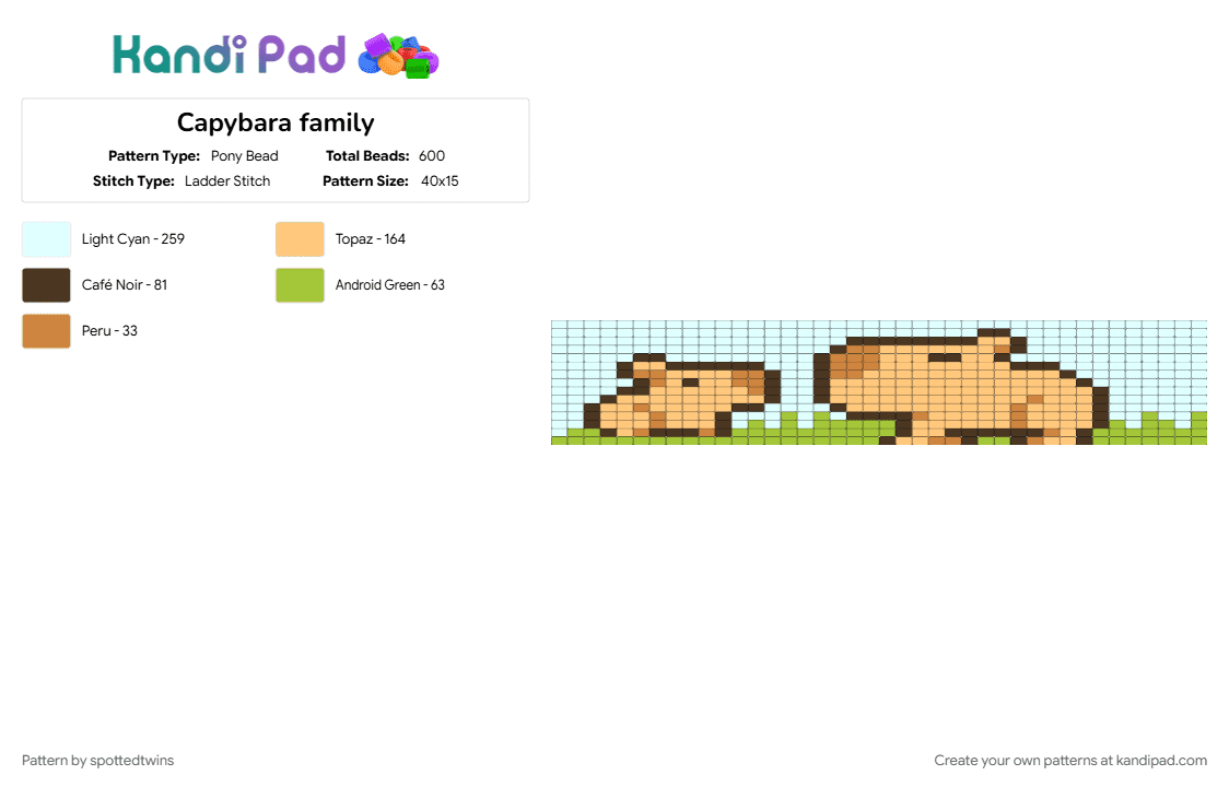 Capybara family - Pony Bead Pattern by spottedtwins on Kandi Pad - orange