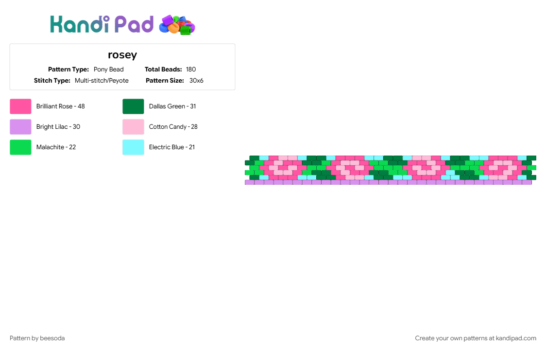 rosey - Pony Bead Pattern by beesoda on Kandi Pad - pink