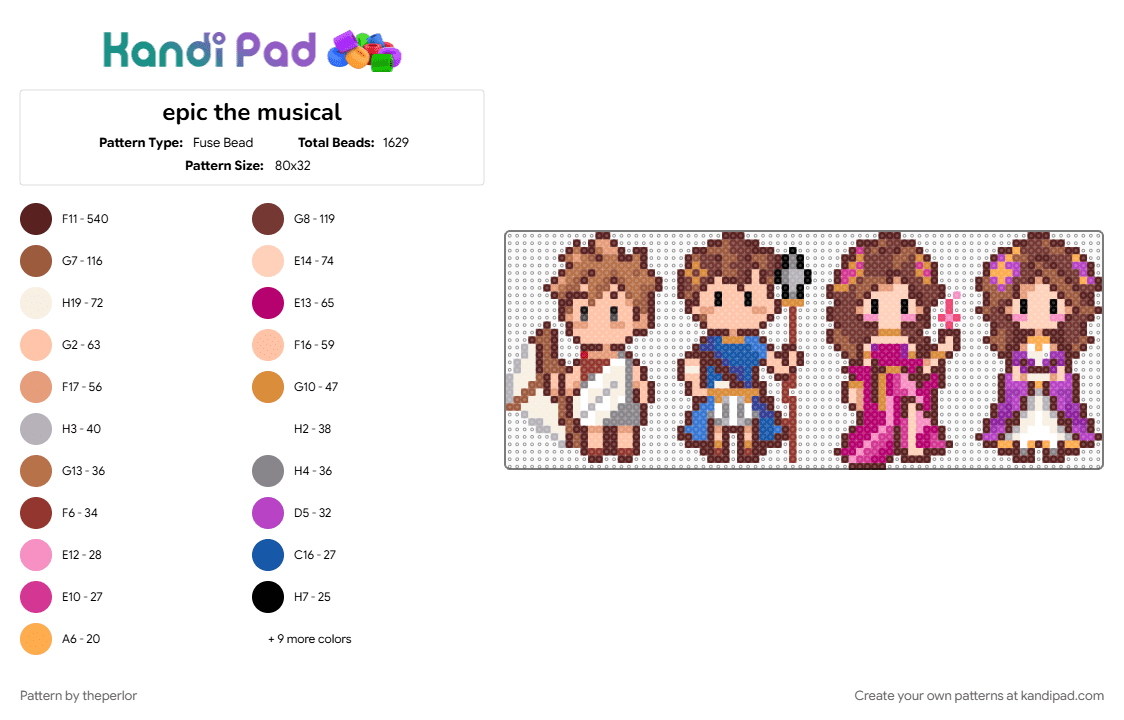 epic the musical - Fuse Bead Pattern by theperlor on Kandi Pad - beige, brown, pink, red