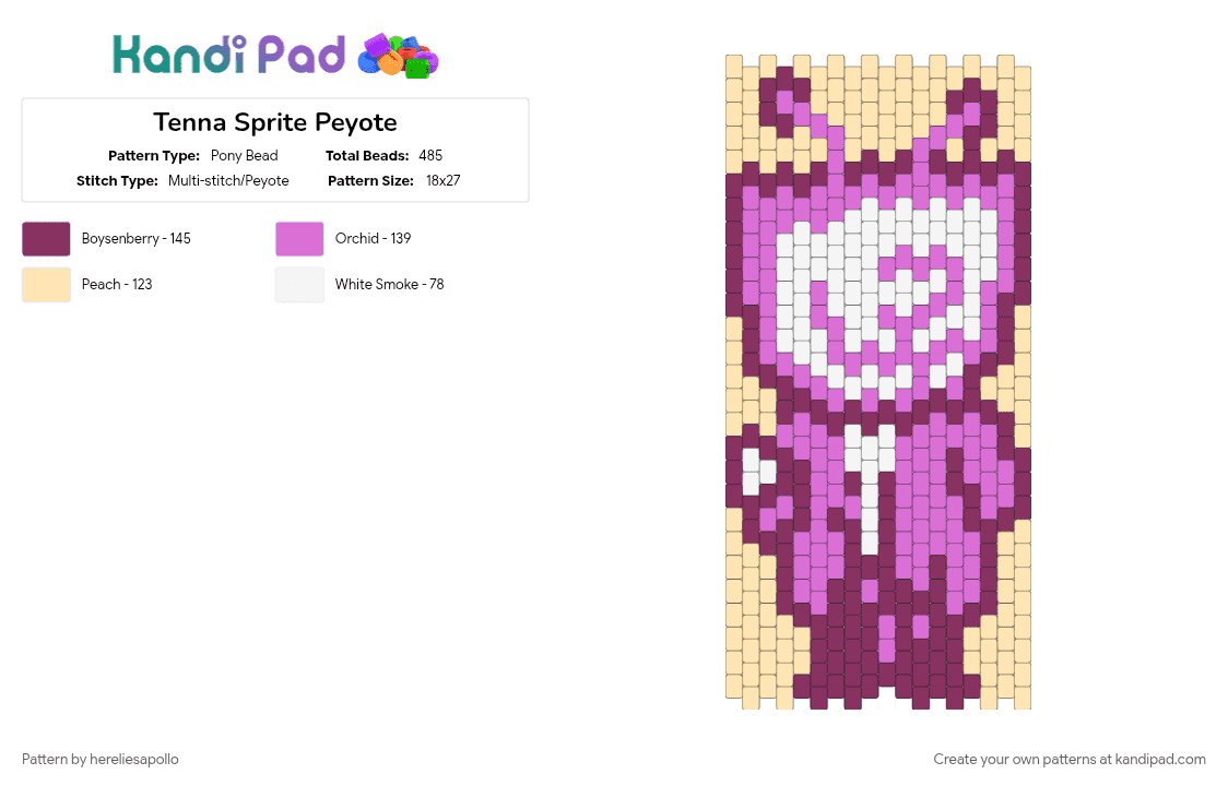 Tenna Sprite Peyote Tapestry - Pony Bead Pattern by hereliesapollo on Kandi Pad - beige, deltarune, pink, tenna, tenna deltarune, video game