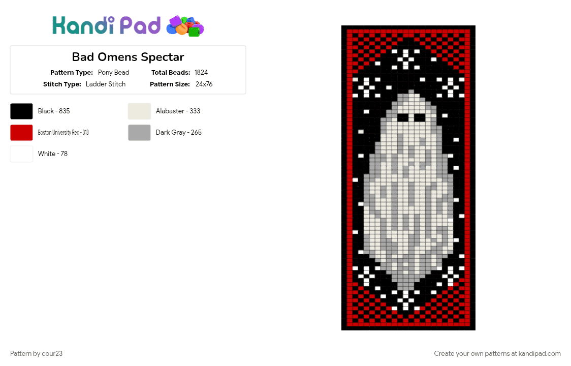 Bad Omens Spectar - Pony Bead Pattern by cour23 on Kandi Pad - badomens, beige, red, spectar