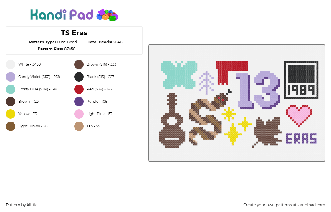 TS Eras - Fuse Bead Pattern by klittle on Kandi Pad - taylor swift,swiftie,symbols,guitar,snake,leaf,music,colorful