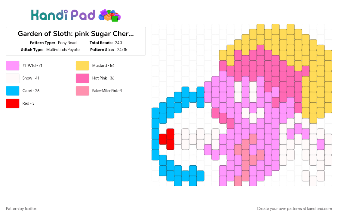 Garden of Sloth: pink Sugar Cherub Archer - Pony Bead Pattern by foxifox on Kandi Pad - angel, crk, crk esc, cute, cutesy, pink, yellow