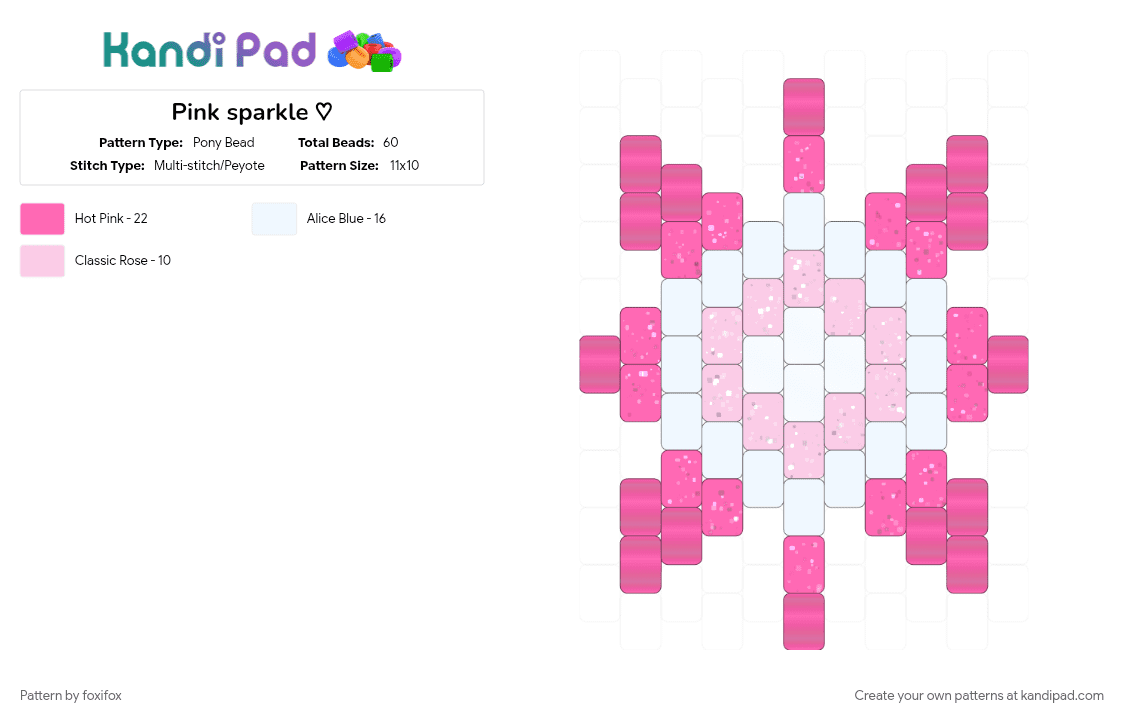 Pink sparkle ♡ - Pony Bead Pattern by foxifox on Kandi Pad - cute, cutecore, pink, simple cute, sparkles, star, white