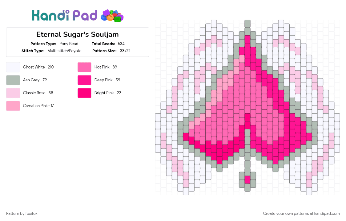 Eternal Sugar\'s Souljam - Pony Bead Pattern by foxifox on Kandi Pad - crk, crk beasts, crk esc, crk eternal sugar, pink, silly