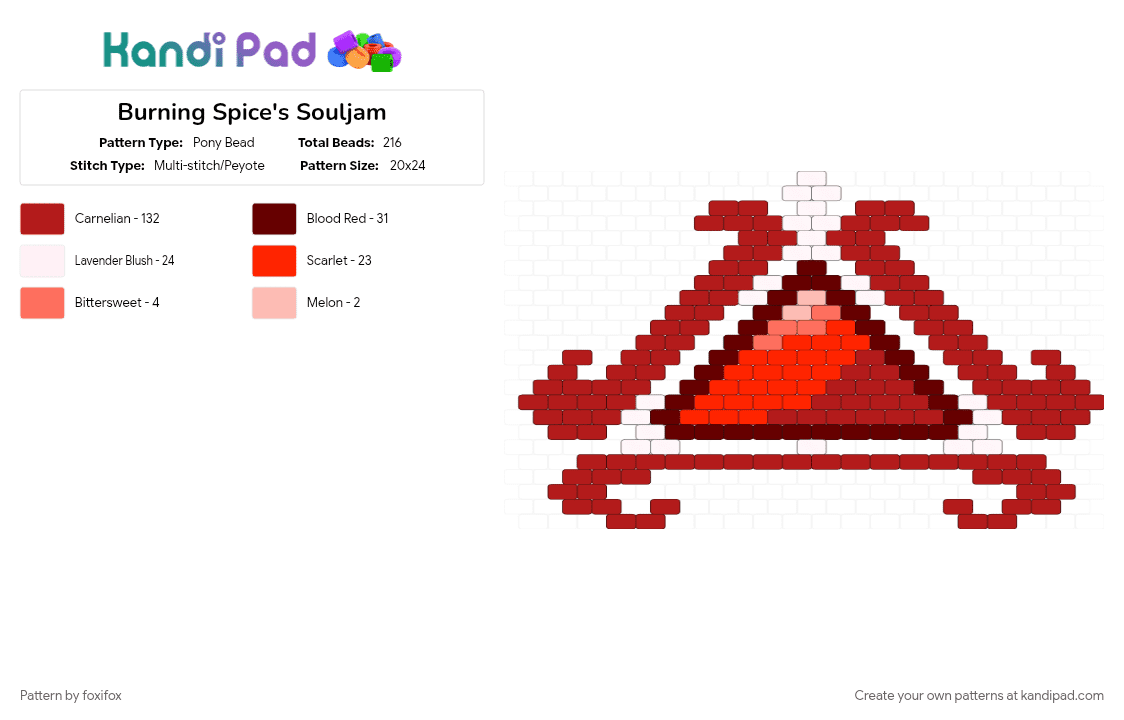 Burning Spice\'s Souljam - Pony Bead Pattern by foxifox on Kandi Pad - crk, crk beasts, crk bsc, crk burning spice, red, silly