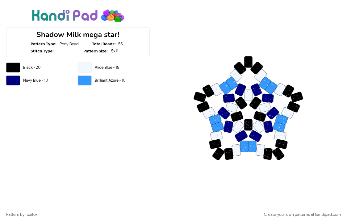 Shadow Milk mega star! - Pony Bead Pattern by foxifox on Kandi Pad - crk, crk beasts, crk shadow milk cookie, crk smc, light blue, purple, star