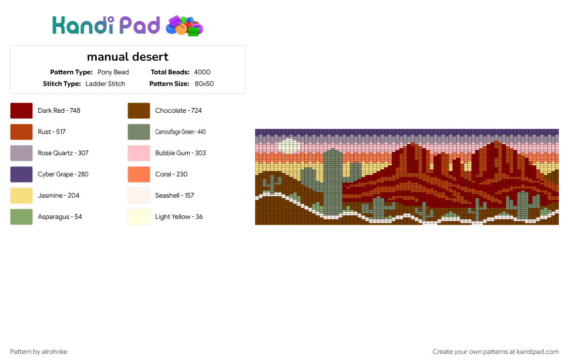manual desert - Pony Bead Pattern by alrohnke on Kandi Pad - brown, gray, red