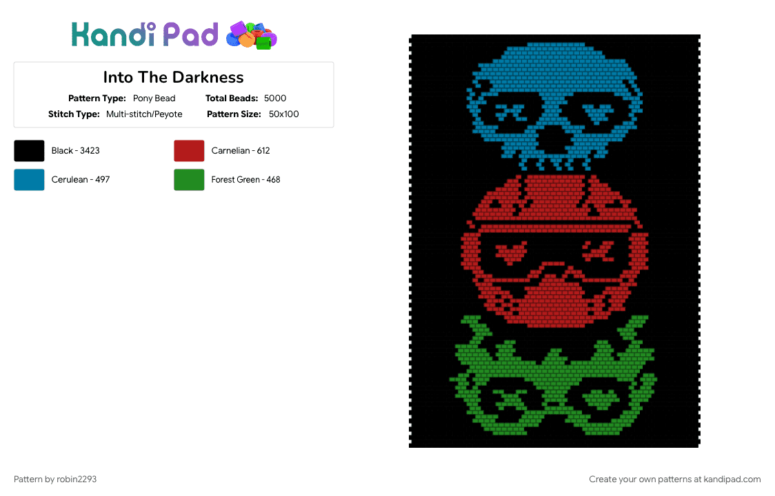 Into The Darkness - Pony Bead Pattern by robin2293 on Kandi Pad - black, red