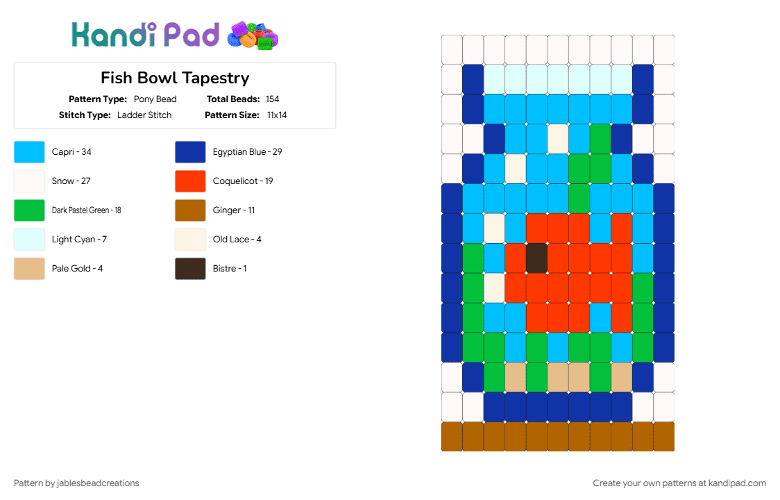 Fish Bowl Tapestry - Pony Bead Pattern by jablesbeadcreations on Kandi Pad - green, light blue, purple, red