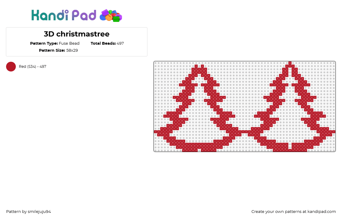 3D christmastree - Fuse Bead Pattern by smilejuju94 on Kandi Pad - tree,christmas,3d,festive,holiday,red