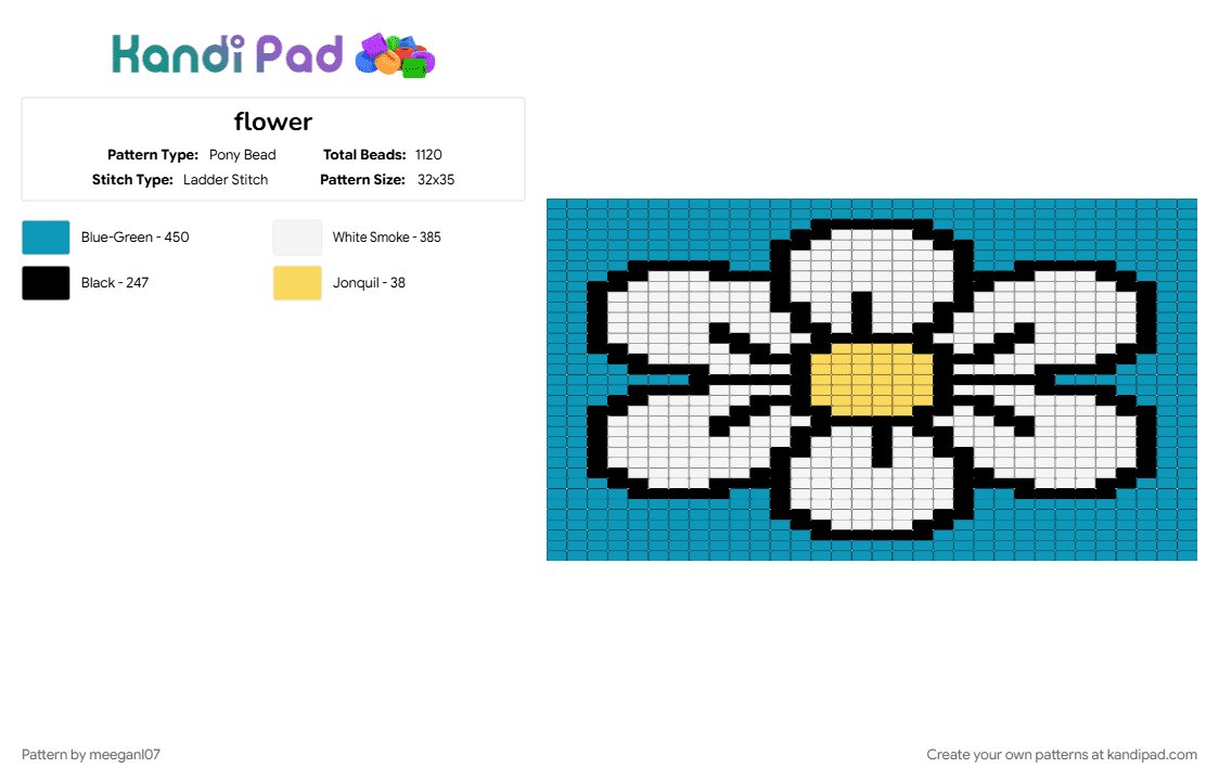 flower - Pony Bead Pattern by meeganl07 on Kandi Pad - light blue