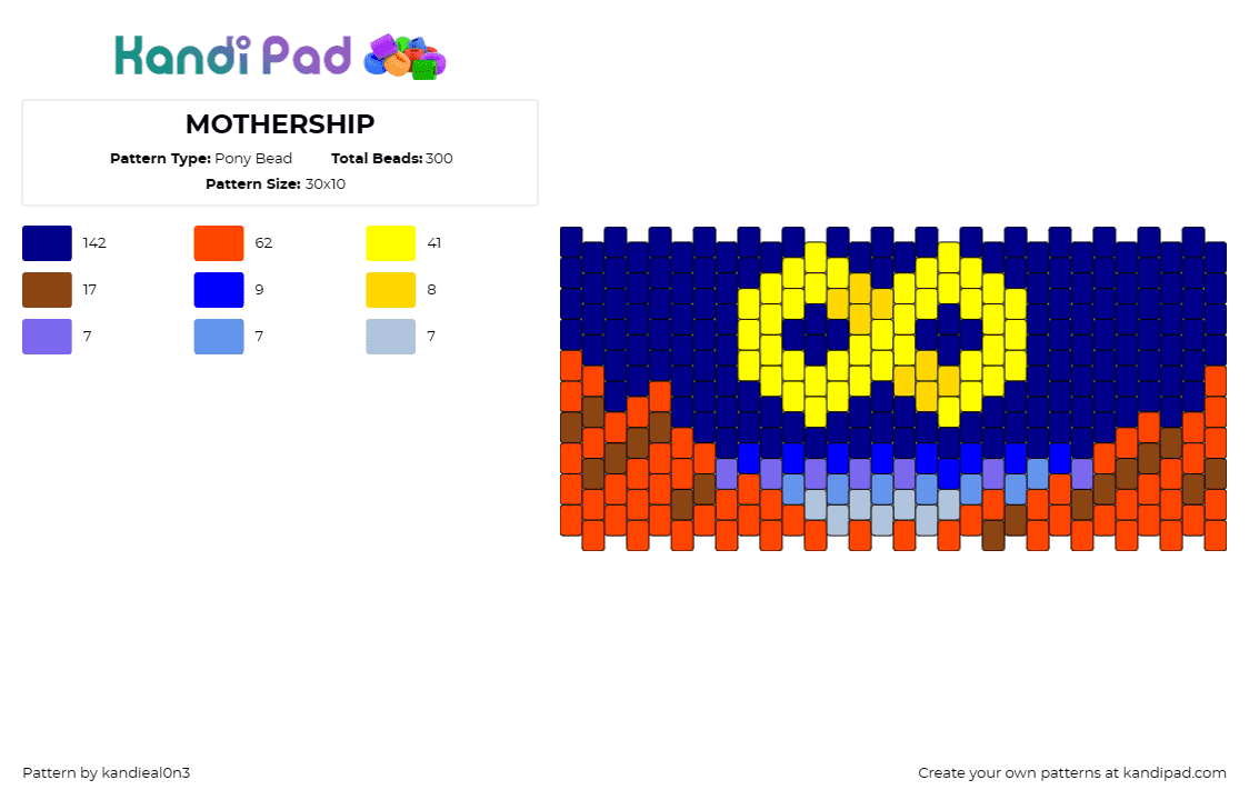 MOTHERSHIP - Pony Bead Pattern by kandieal0n3 on Kandi Pad - dgd,dance gavin dance,album,infinity,band,music,cuff,yellow,blue,red