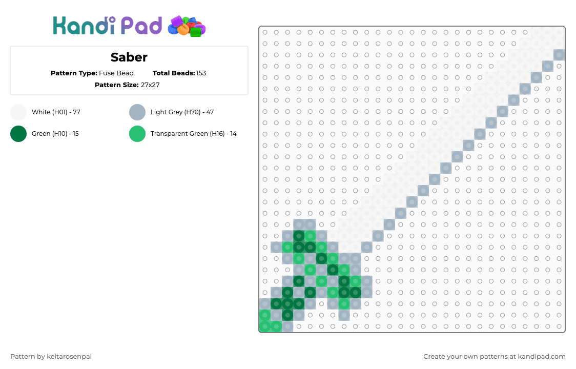 Saber Pattern Saber Fuse Bead Pattern - Kandi Pad | Kandi Patterns, Fuse Bead ...
