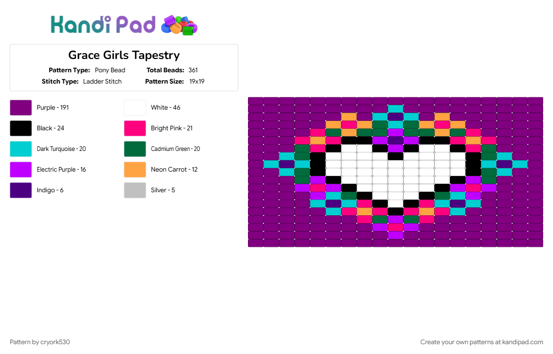 Grace Girls Tapestry - Pony Bead Pattern by cryork530 on Kandi Pad - pink