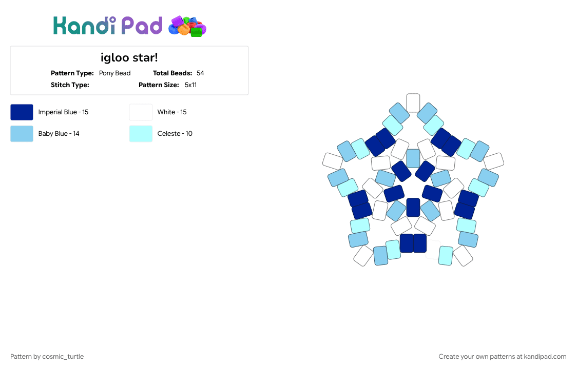igloo star! - Pony Bead Pattern by cosmic_turtle on Kandi Pad - cotdigloos, hello, light blue, look at the star, ok, plz go away, purple, ummmmmm, why r u looking here, why r u still looking at this