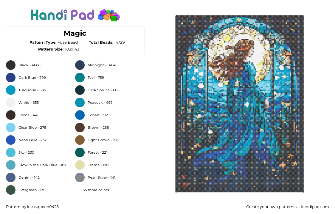 Magic - Fuse Bead Pattern by lotusqueen0425 on Kandi Pad - magic,tarot,psychic,card,dark,blue,teal,black