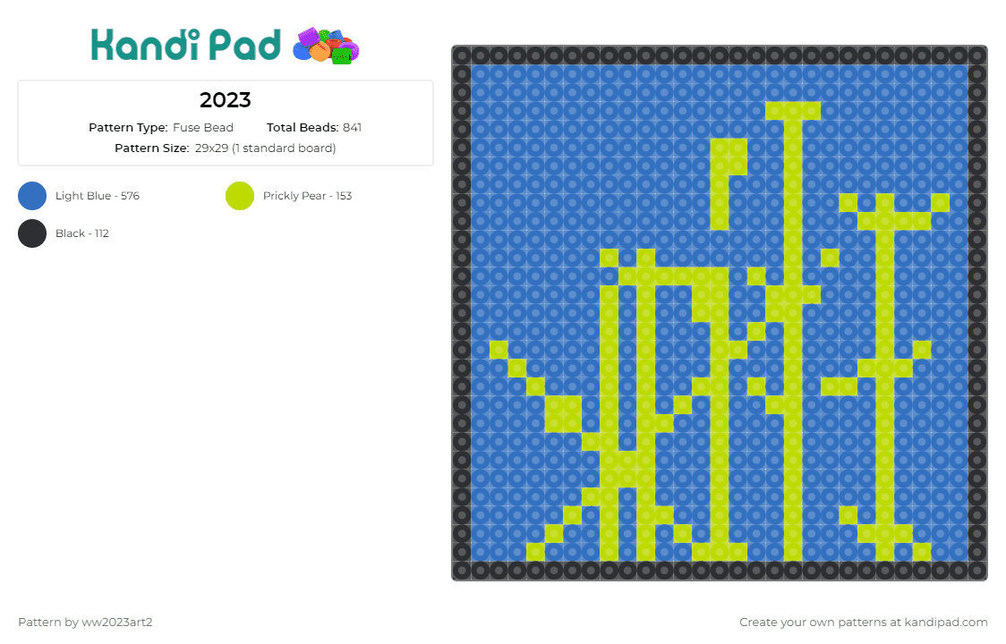 2023 - Fuse Bead Pattern by ww2023art2 on Kandi Pad - blue