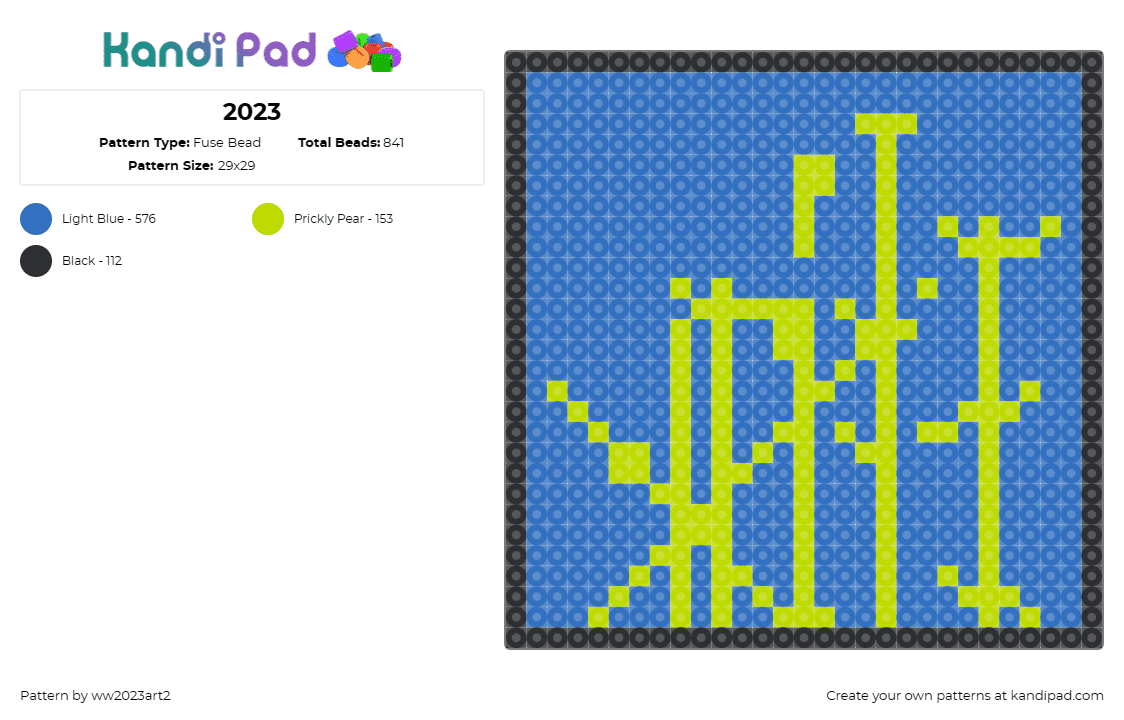 2023 - Fuse Bead Pattern by ww2023art2 on Kandi Pad - blue