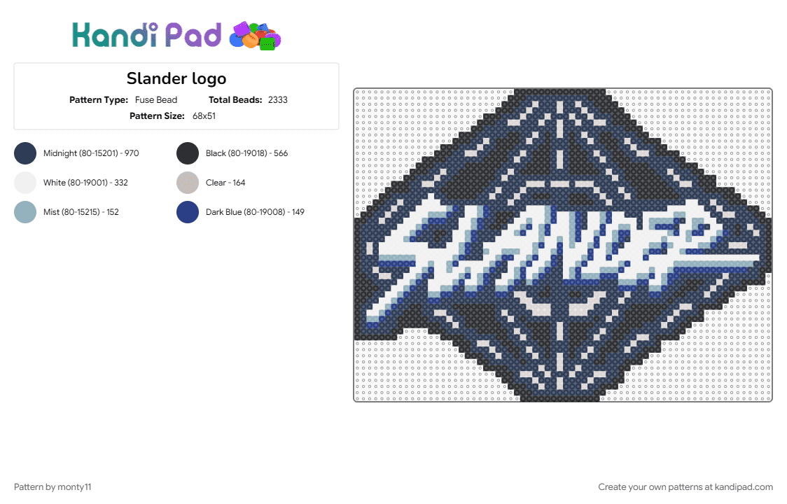 Slander logo - Fuse Bead Pattern by monty11 on Kandi Pad - dubstep, edm, logo, music festival, purple, slander