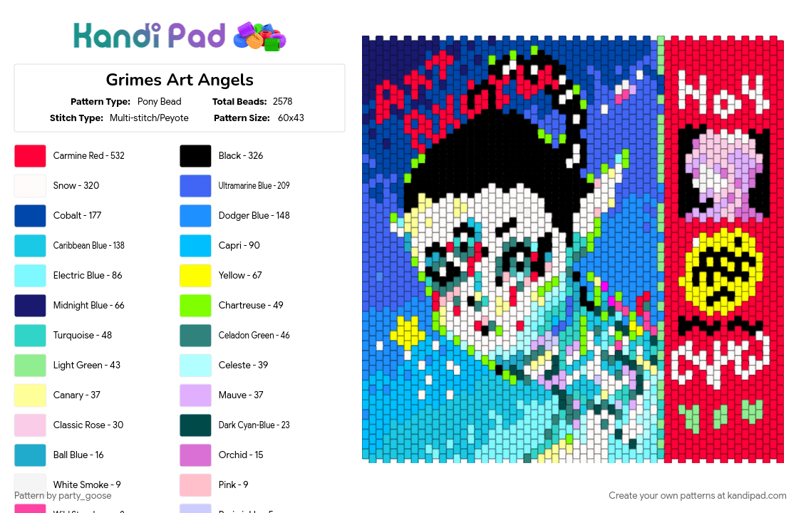 Grimes Art Angels - Pony Bead Pattern by party_goose on Kandi Pad - 