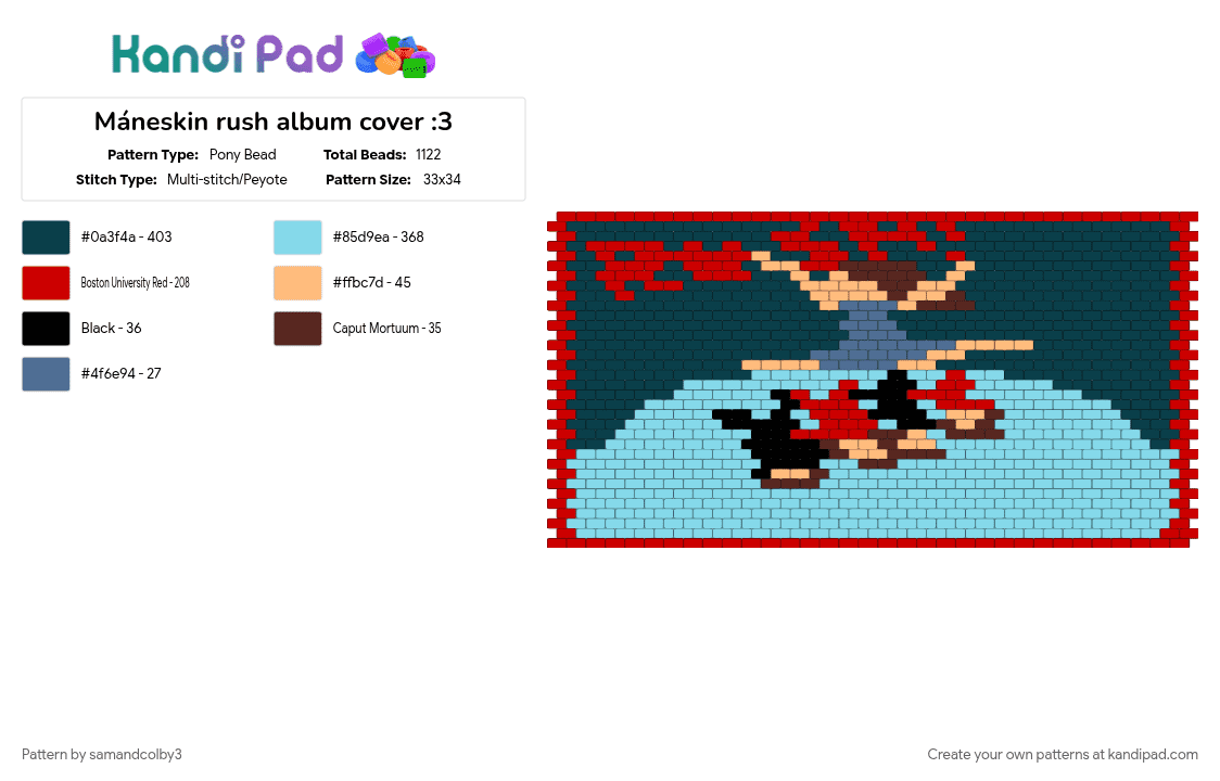 Máneskin rush album cover :3 - Pony Bead Pattern by samandcolby3 on Kandi Pad - 