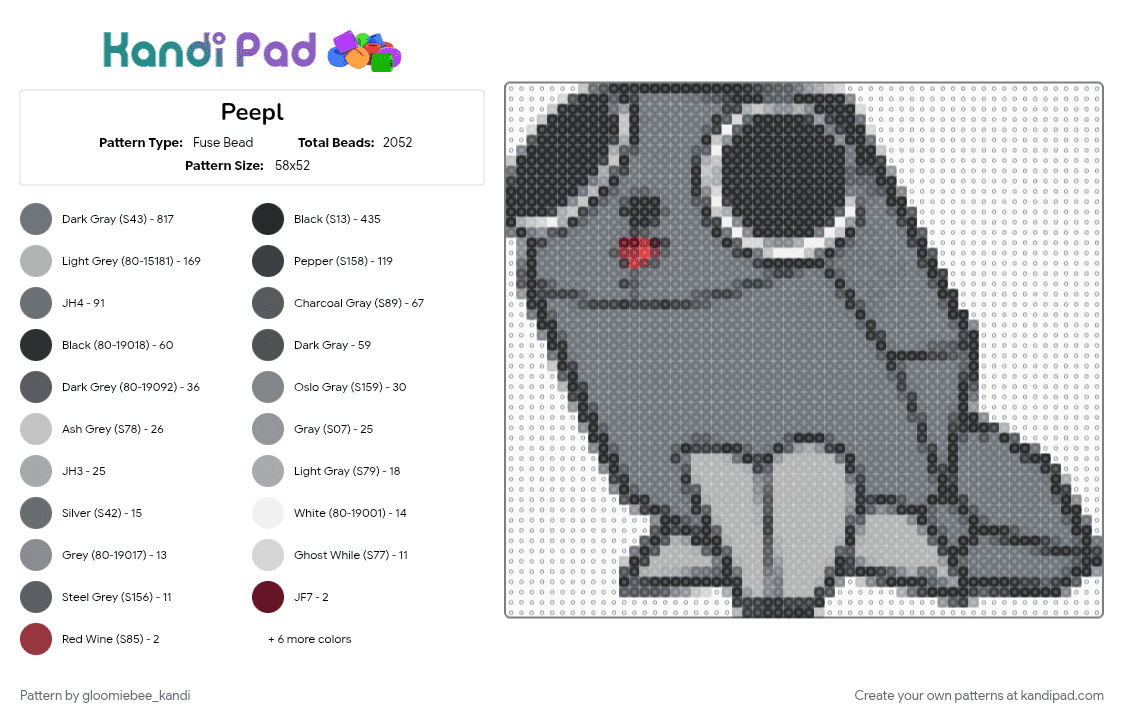 Peepl - Fuse Bead Pattern by gloomiebee_kandi on Kandi Pad - gray
