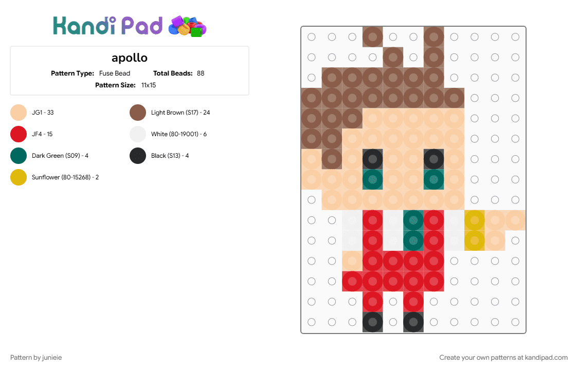 apollo - Fuse Bead Pattern by junieie on Kandi Pad - beige, red, tan