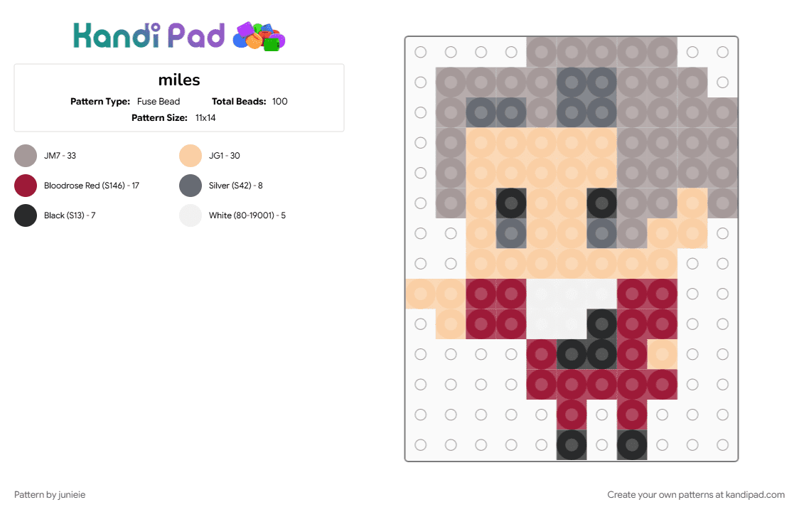 miles - Fuse Bead Pattern by junieie on Kandi Pad - beige, gray
