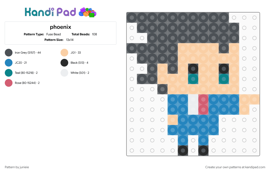 phoenix - Fuse Bead Pattern by junieie on Kandi Pad - beige, light blue, purple