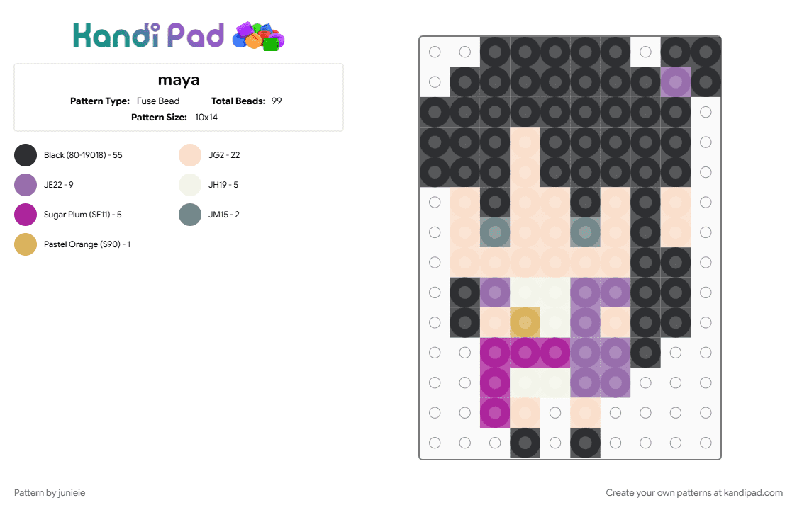 maya - Fuse Bead Pattern by junieie on Kandi Pad - beige, black, pink