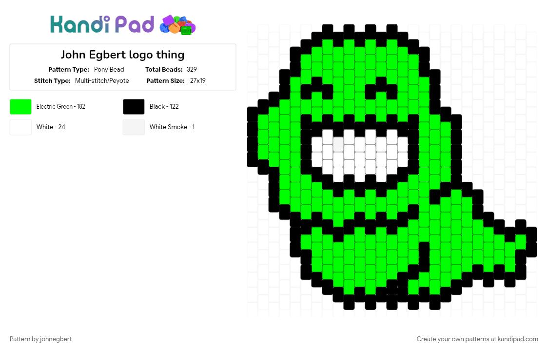 John Egbert logo thing - Pony Bead Pattern by johnegbert on Kandi Pad - blehh, green, homestuck, john egbert, logo