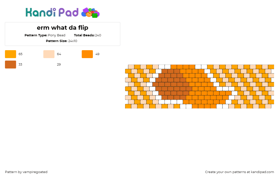 erm what da flip - Pony Bead Pattern by vampiregoated on Kandi Pad - meme,internet,diagonal,stripes,cuff,orange