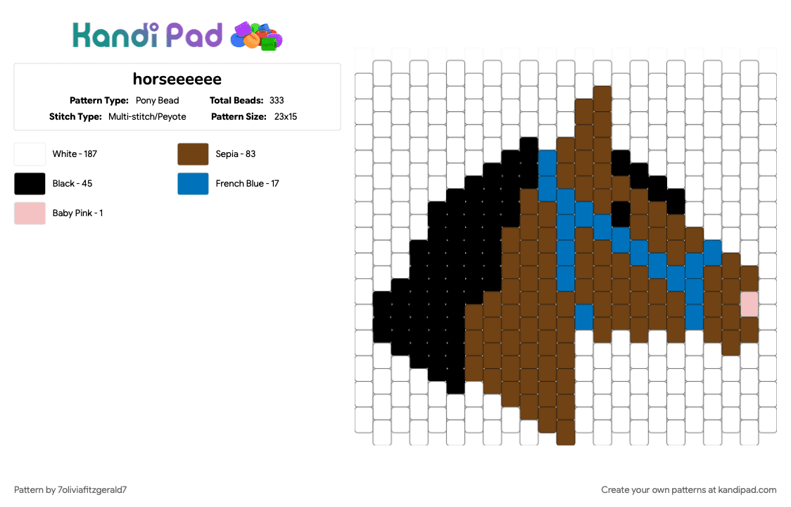 horseeeeee - Pony Bead Pattern by 7oliviafitzgerald7 on Kandi Pad - brown, white