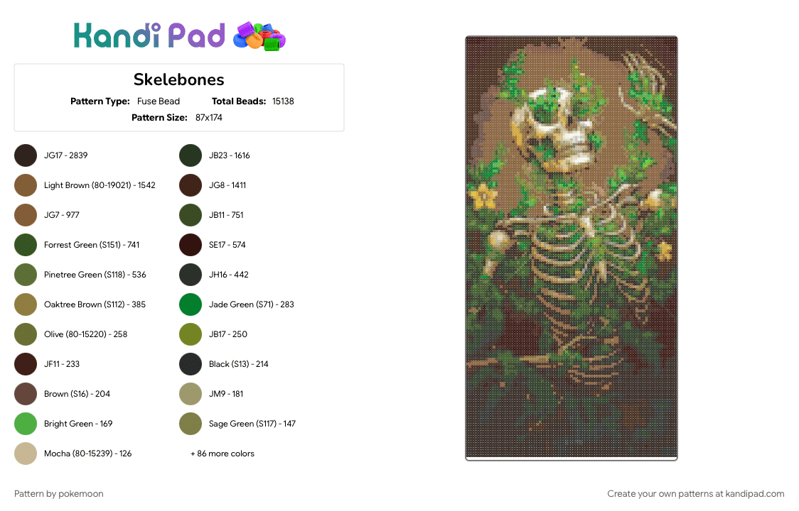 Skelebones - Fuse Bead Pattern by pokemoon on Kandi Pad - 