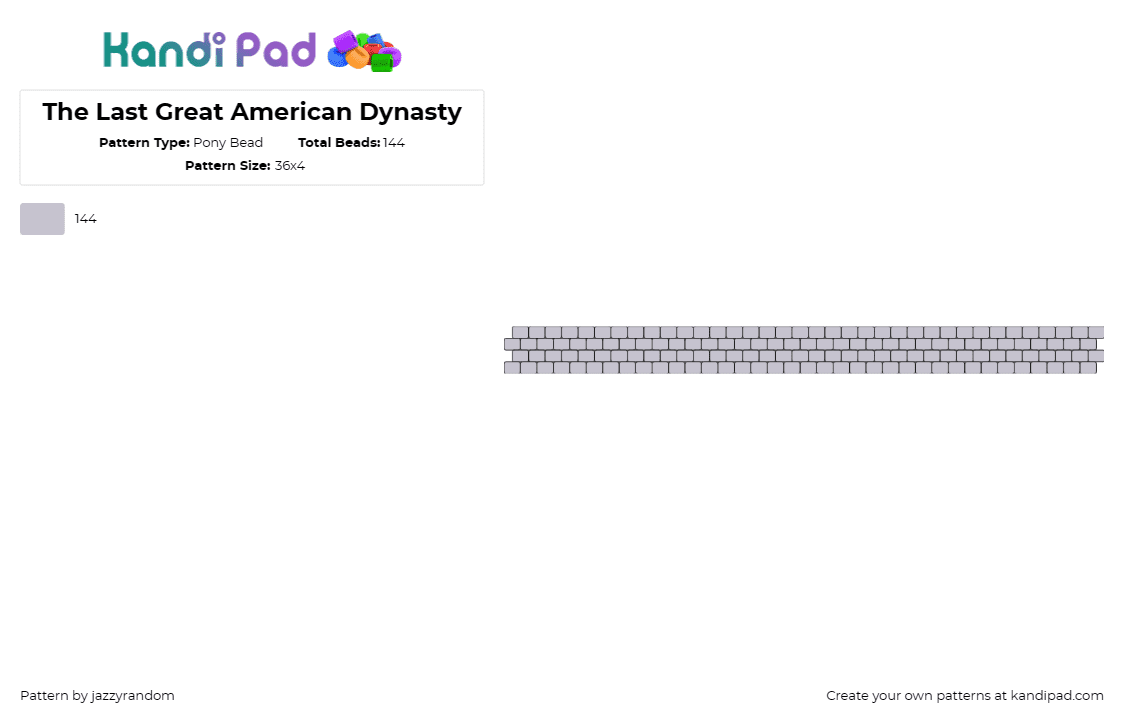 The Last Great American Dynasty - Pony Bead Pattern by jazzyrandom on Kandi Pad - america,usa,taylor swift,music,gray