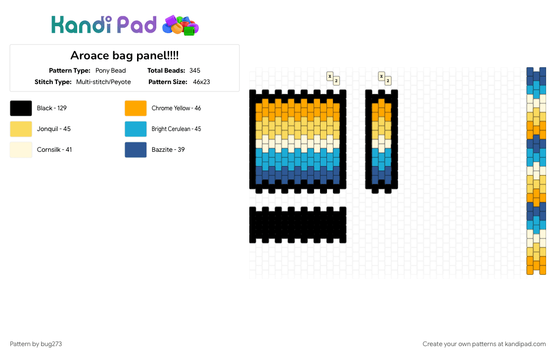 Aroace bag panel!!!! - Pony Bead Pattern by bug273 on Kandi Pad - aroace, bag, light blue, orange, panel, pride, yellow