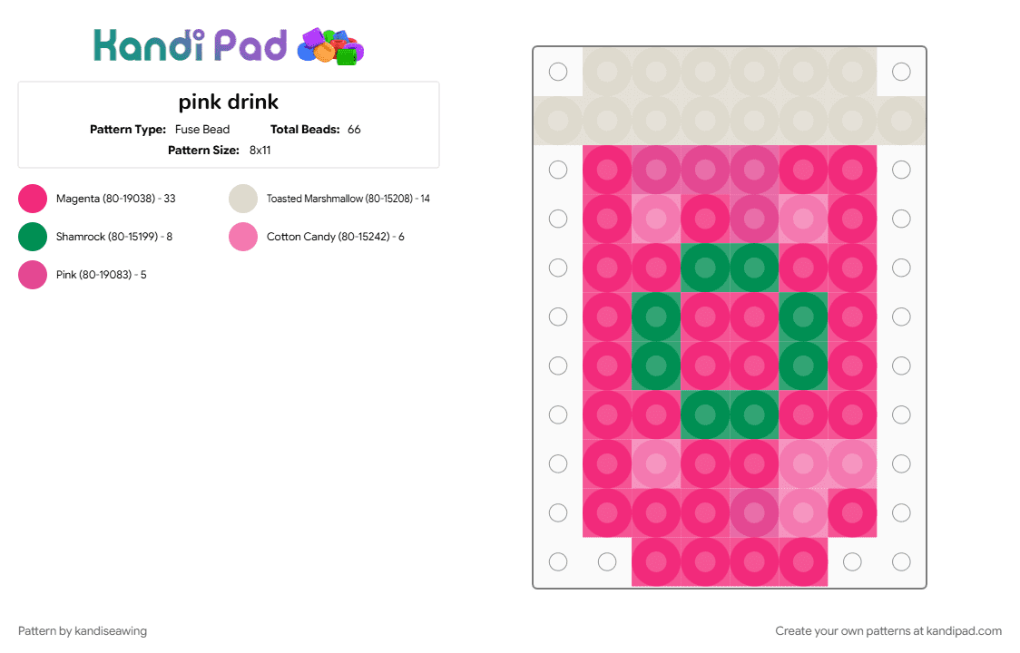 Pink drink Fuse Bead Pattern - Kandi Pad | Kandi Patterns, Fuse Bead ...