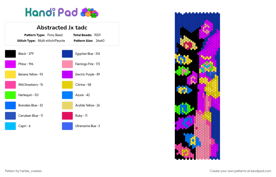 Abstracted Jx tadc - Pony Bead Pattern by harlee_creates on Kandi Pad - cartoon, character, cool, jax, pink, purple, tadc, the amazing digital circus, tv show