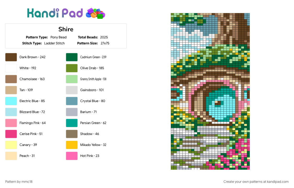 Shire - Pony Bead Pattern by mmc18 on Kandi Pad - brown, green, tan, teal