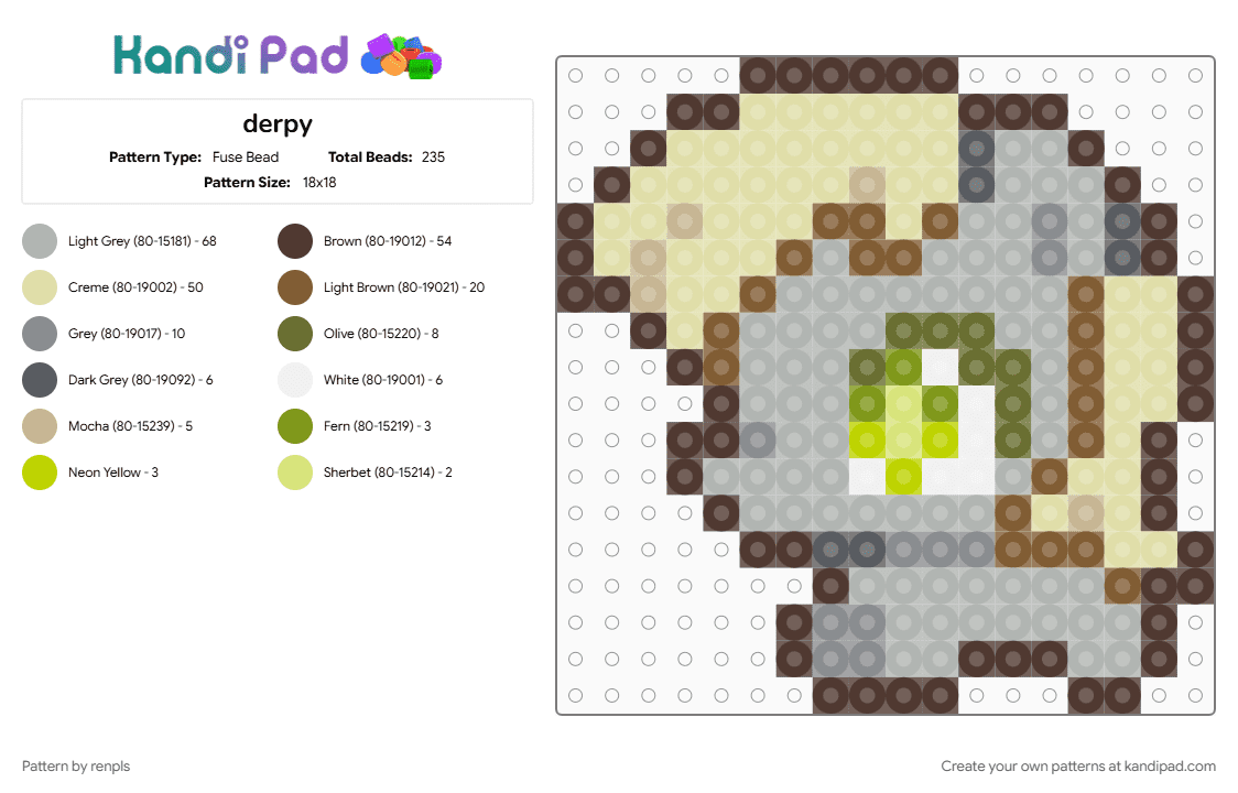 derpy - Fuse Bead Pattern by renpls on Kandi Pad - beige, brown, derpy, yellow