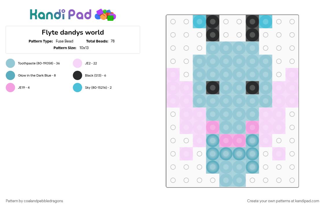 Flyte dandys world - Fuse Bead Pattern by coalandpebbledragons on Kandi Pad - character, dandys world, gaming, light blue, pink