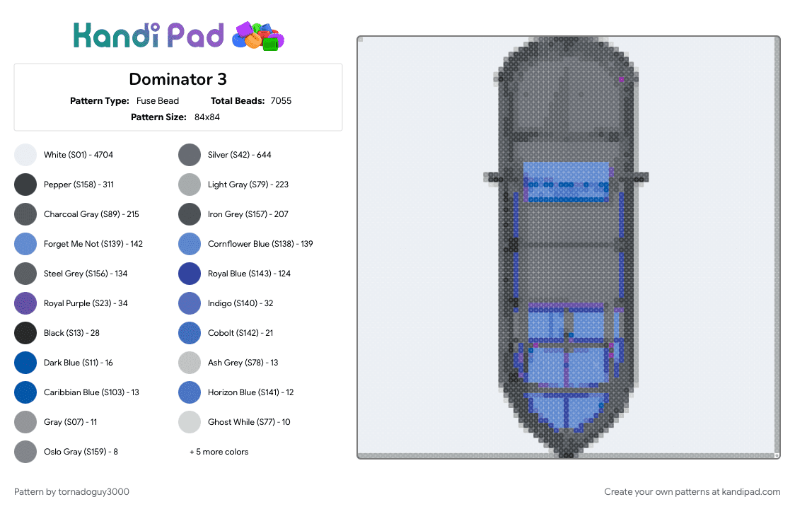 Dominator 3 - Fuse Bead Pattern by tornadoguy3000 on Kandi Pad - 