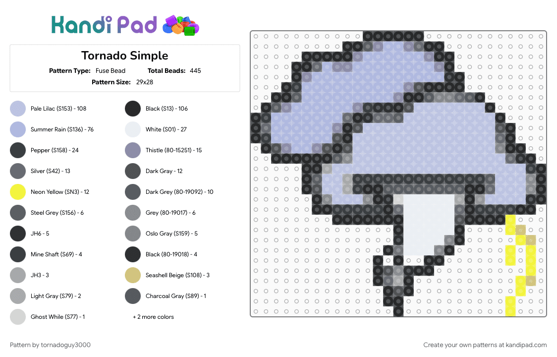 Tornado Simple - Fuse Bead Pattern by tornadoguy3000 on Kandi Pad - 