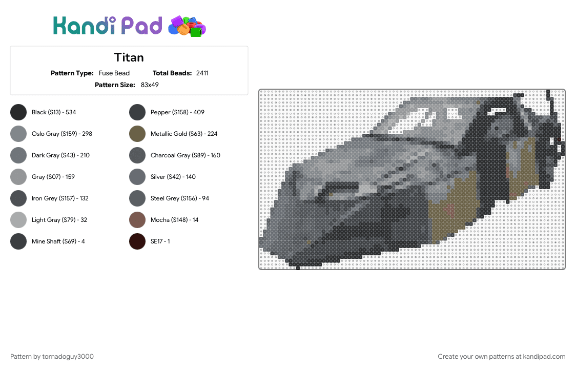 Titan - Fuse Bead Pattern by tornadoguy3000 on Kandi Pad - 