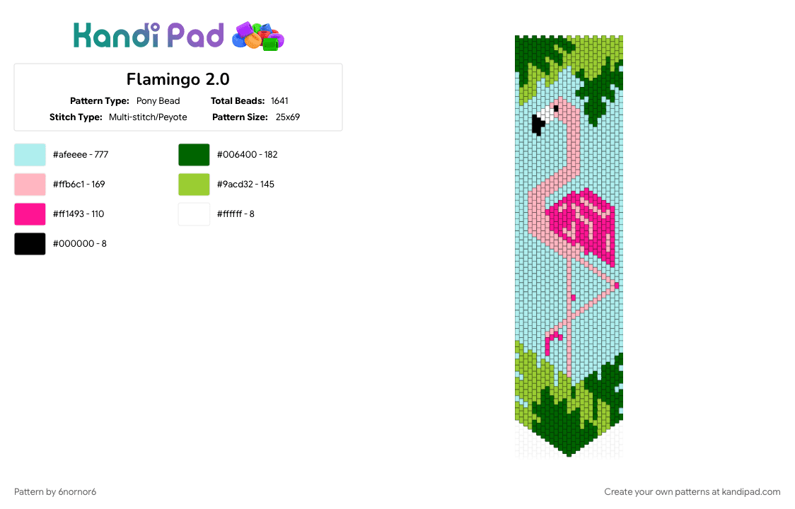 Flamingo 2.0 - Pony Bead Pattern by 6nornor6 on Kandi Pad - light blue