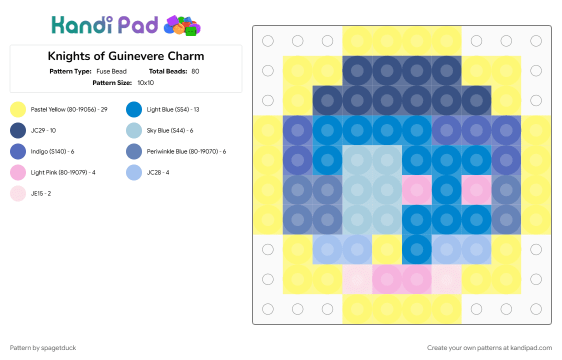 Knights of Guinevere Charm - Fuse Bead Pattern by spagetduck on Kandi Pad - 